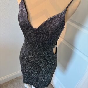 Crystal Doll Black Sparkle Mini Dress – Bodycon Party Dress – Size L